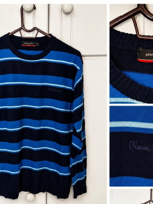 Pierre Cardin men's striped knit sweater blue/dark blue size S like new