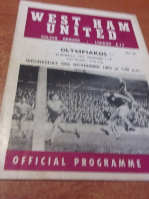 West Ham Olympiakos 1965 European Cup Winners Official Programme Authentic