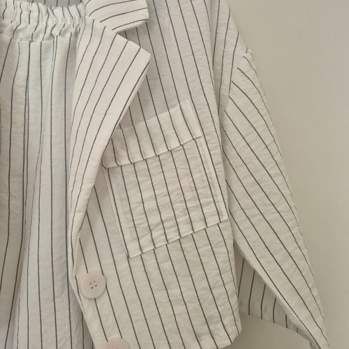 Summer suit S striped like new, white
