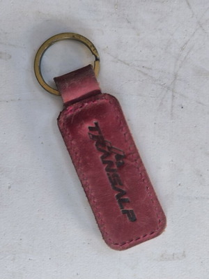 Vintage leather Honda Transalp keychain Bordeaux red like new