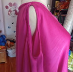 Satin caftan, fuchsia, XL, front opening, open shoulders
