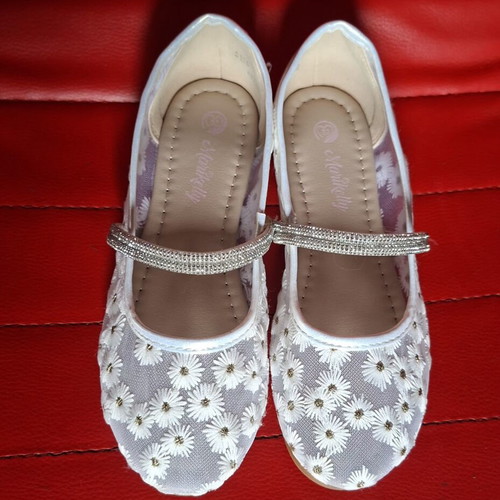 Children's ballerinas size 32 like new, transparent floral with glitter detail