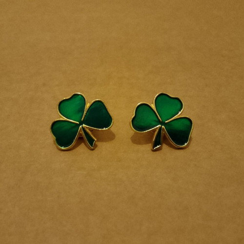 Panathinaikos clover metal pins new, pair of 2 pieces