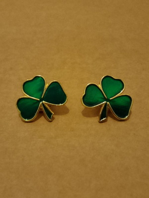 Panathinaikos clover metal pins new, pair of 2 pieces