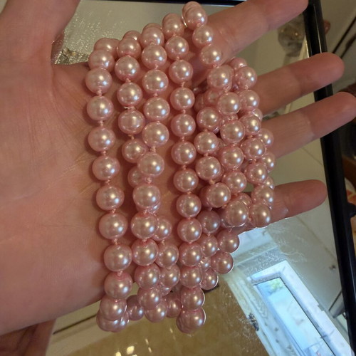Vintage Italian long necklace with pink pearls