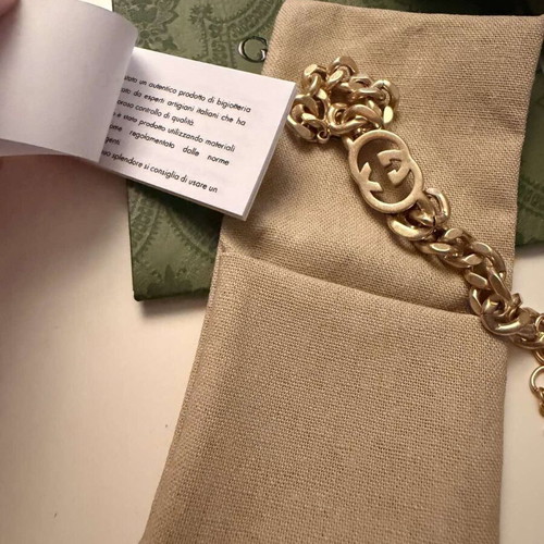 Gucci Vintage Interlocking GG Chain Bracelet Gold Tone Adjustable