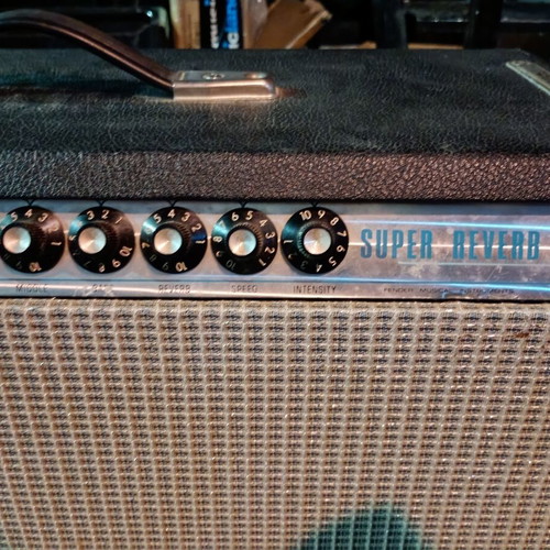 Fender Super Reverb amplifier used, 40W, 4x10" speakers, spring reverb