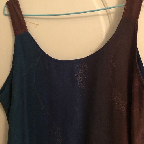 Dress L used, summer, two-tone blue-brown from Italy