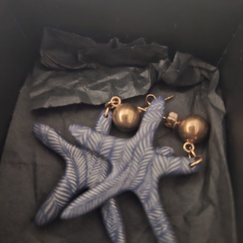 Tortora Studio blue starfish earrings, handmade
