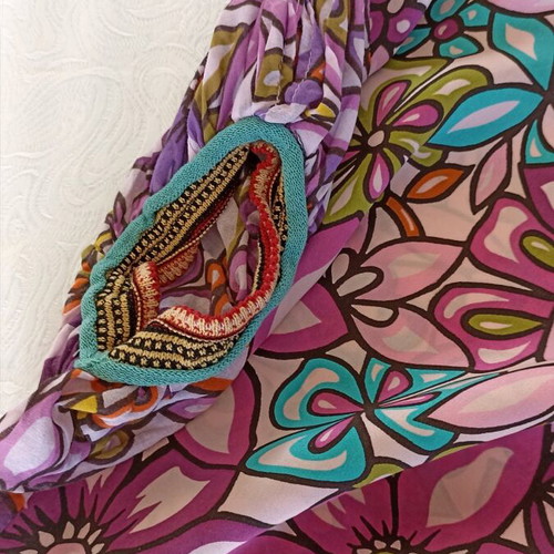 Floral women's silk top like new, size 46, multicolor