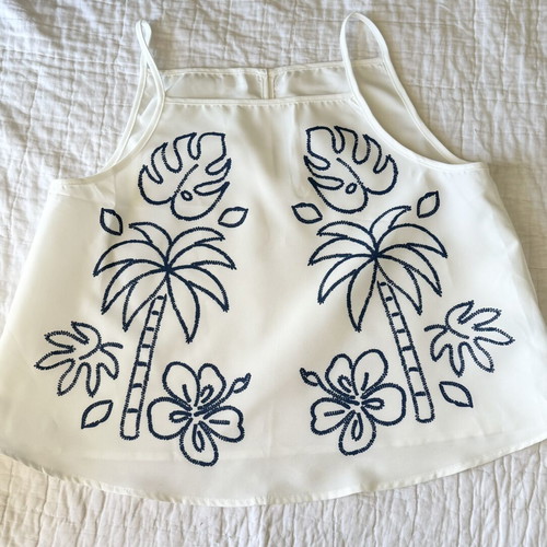 Shein White Tropical Printed Cami Top Size M New
