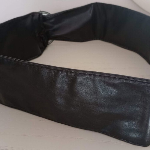 Wide faux leather belt like new, black, size 120 cm