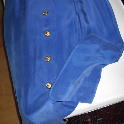 Silk dress blue royal used like new with gold buttons