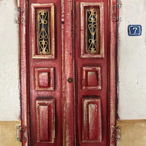 Wooden wall art by Stratakou like new 42x27