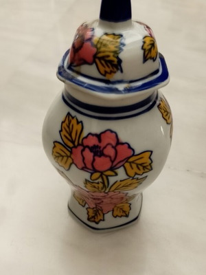 Chinese tea vase late 1990s used, approx. 15cm, repaired lid