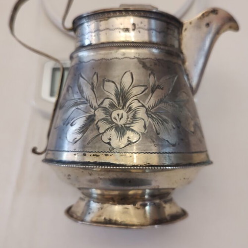 Silver Milk Jug Tsarist Era like new with hand-carved decoration