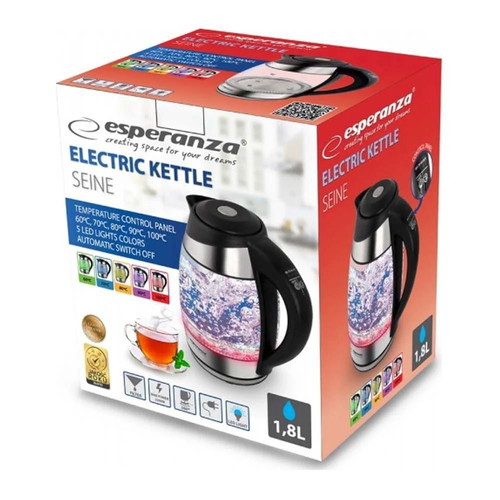 Seine 1.7L Black/Inox kettle with LED lighting new Esperanza