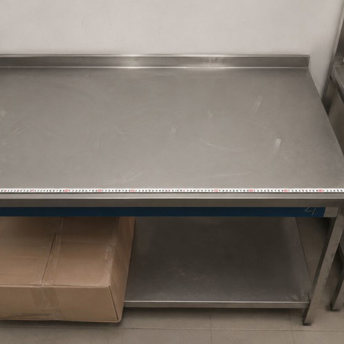 Workbench 1.00x70x85 cm used, stainless steel with lower shelf