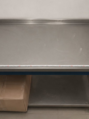 Workbench 1.00x70x85 cm used, stainless steel with lower shelf