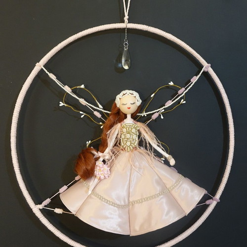 Pink fairy decorative composition new with metal frame