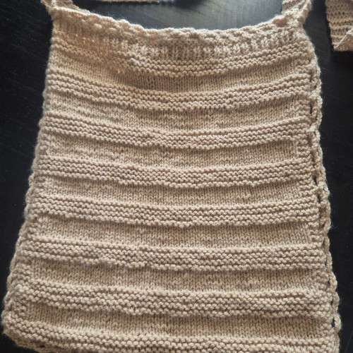Handmade Knitted Shoulder Bag Type Tagari New, Beige-Camel