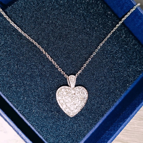 925 Jewelry Handmade Heart new, silver with zirconia and Swarovski chain