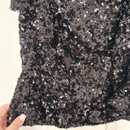 Funky Buddha Black Sequin Top like new, V-neck, size M
