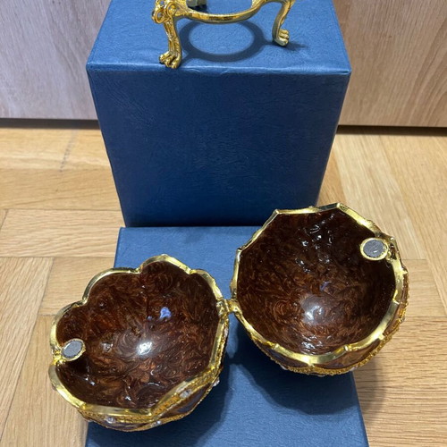 Brown Enamel Faberge Style Egg 12 cm with Crystals like new