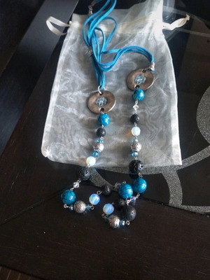 Maribel Accessories handmade long necklace blue stainless steel like new