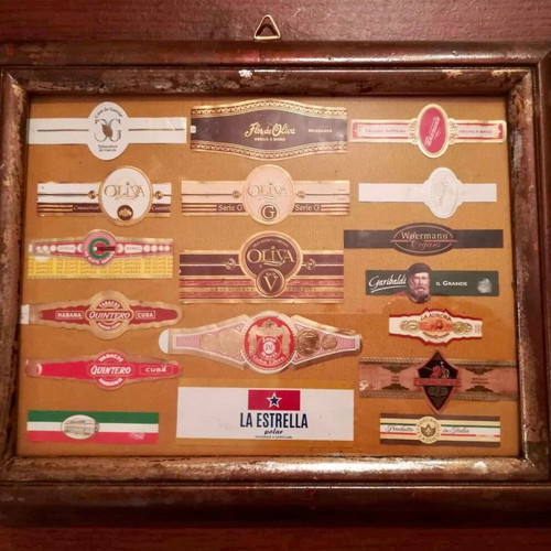 Collectible Cigar Rings Framed in 29x23 Frame