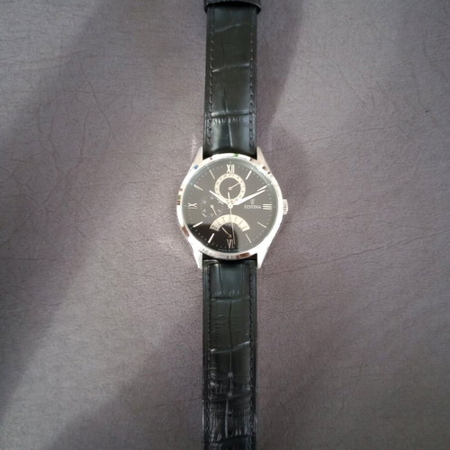 Festina Retrogade men's watch new, black and silver