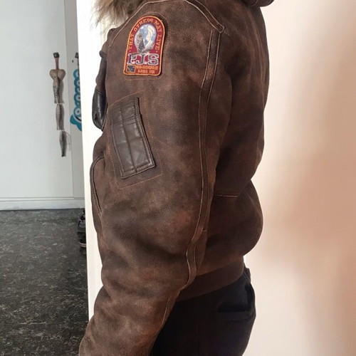 Parajumpers jacket used, leather unisex size medium brown