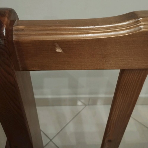 Set of 2 used wooden armchairs with cushions