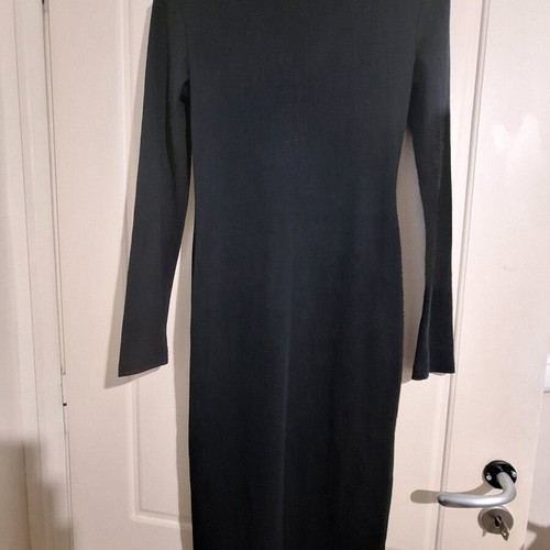 Midi rib dress like new, black with opening, long sleeve