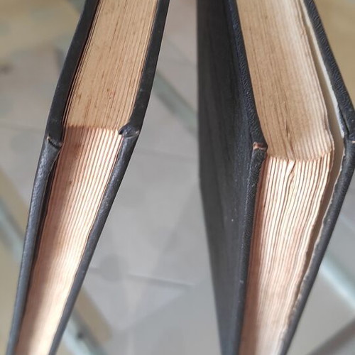 Two leather-bound classic novels, Greek