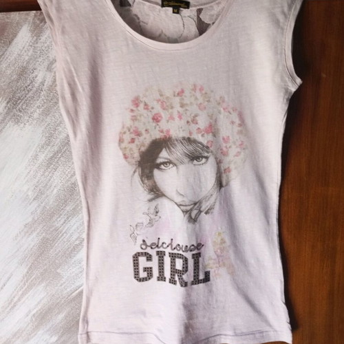 Admiral sleeveless vintage top with lace back, like new, pink