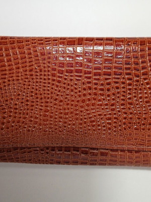 Leather wallet croco design brown women's new
