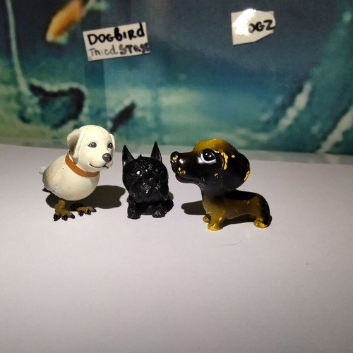 Dogbird Retribird Dogz Scottish Terrier figures set used, 3 pcs