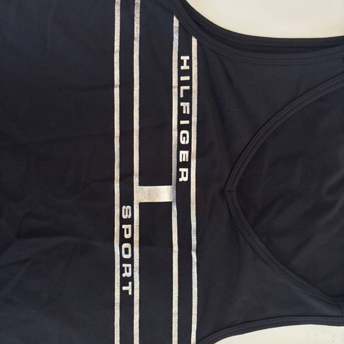 Tommy Hilfiger Sport Top sleeveless black silver logo small used