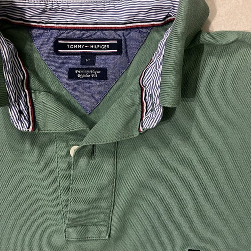 Tommy Hilfiger Premium Pique Polo Shirt sage green, regular fit, size M, like new