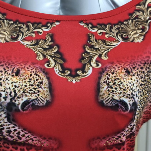 Viscose top with subtle rhinestones, size XS-S, like new, red