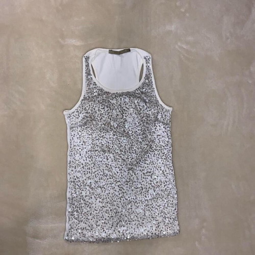 RoseM Women's Top Medium with Sequins White Silver like new