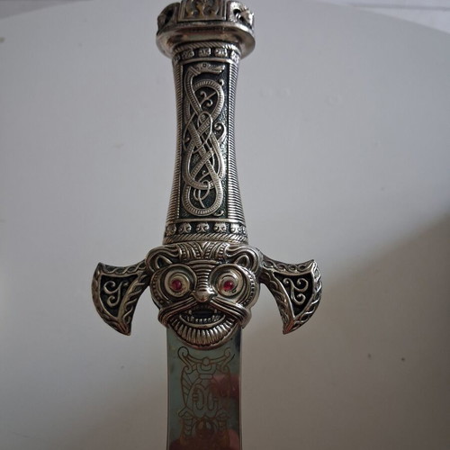 Viking Decorative Letter Opener metal with embossed handle like new