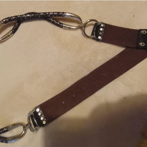 Women's belt used black with strass and chain