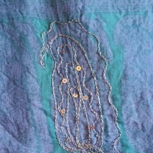 Cotton pareo like new, blue with beautiful patterns