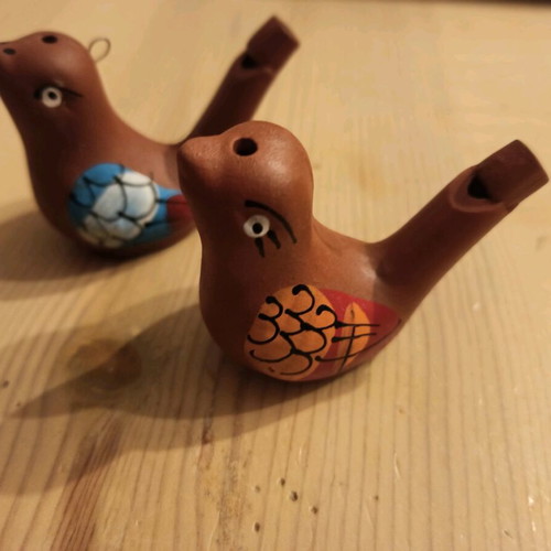Lalitsa whistles new, pack of 2, clay bird design