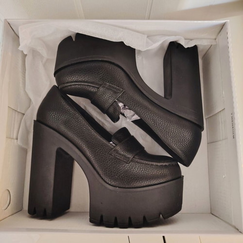Women's black platform high heel shoes, size 36