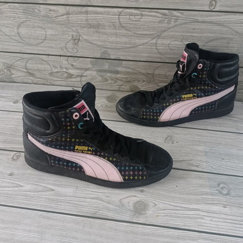 Puma High Leather Sneakers size 38 like new, black and colorful