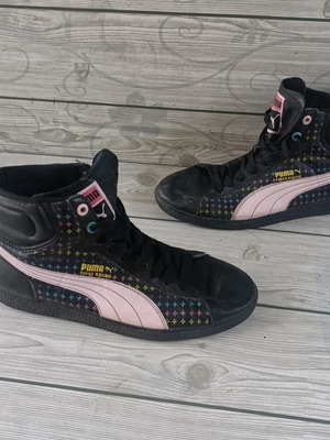 Puma High Leather Sneakers size 38 like new, black and colorful