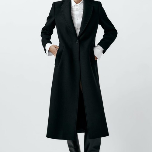 Maxi long wool blend coat Zara size M like new, black